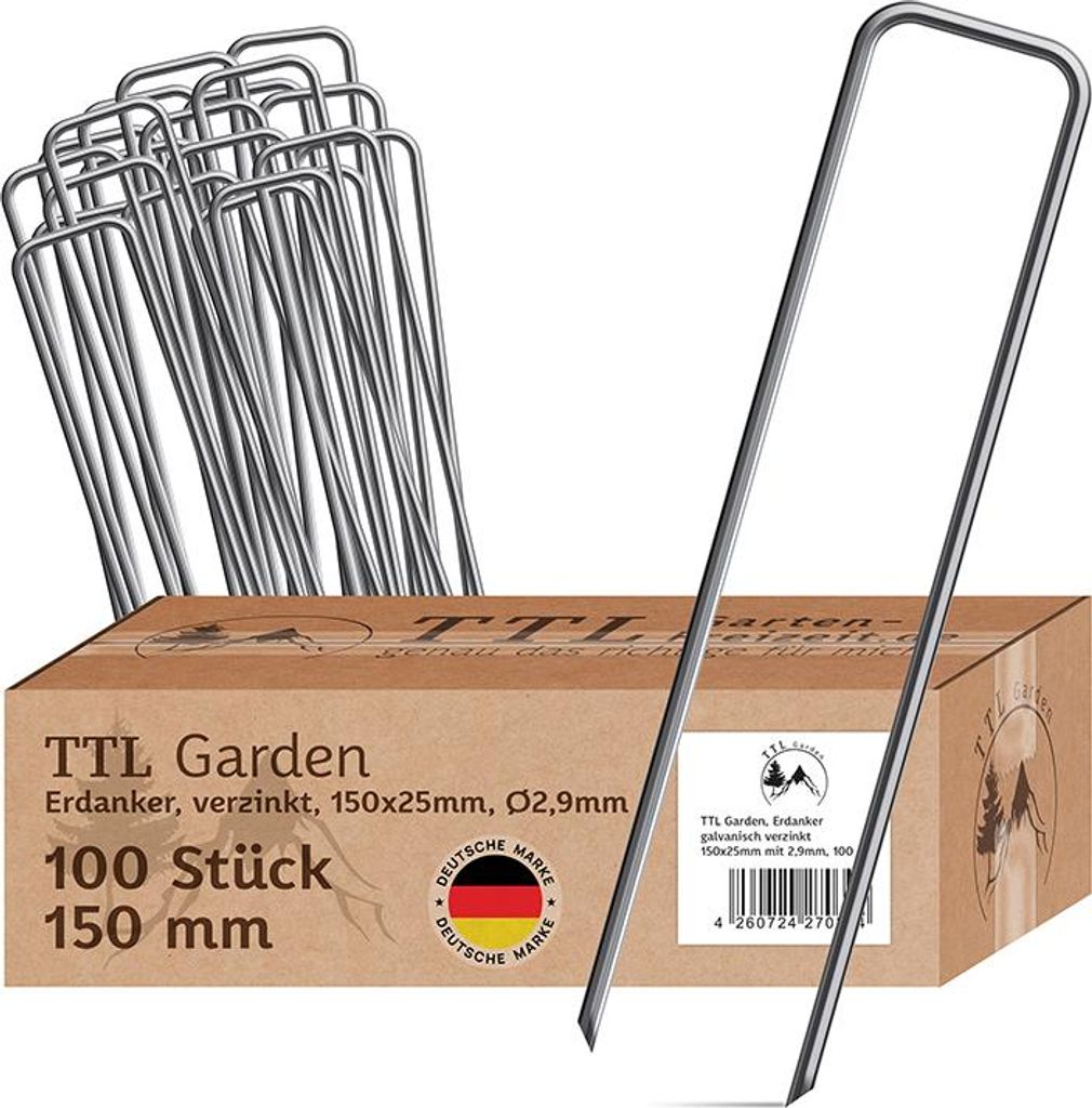 TTL GARDEN Erdanker 100 Stück 150x25x2,9mm verzinkt Produktbild 