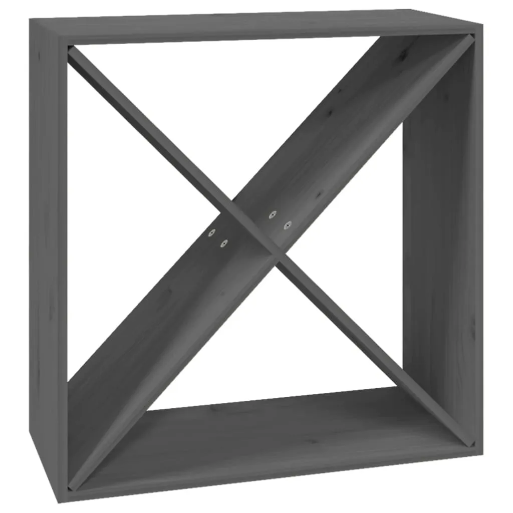 Portabottiglie Grigio Legno Massello Pino 62x25x62 | Montaggio Facile