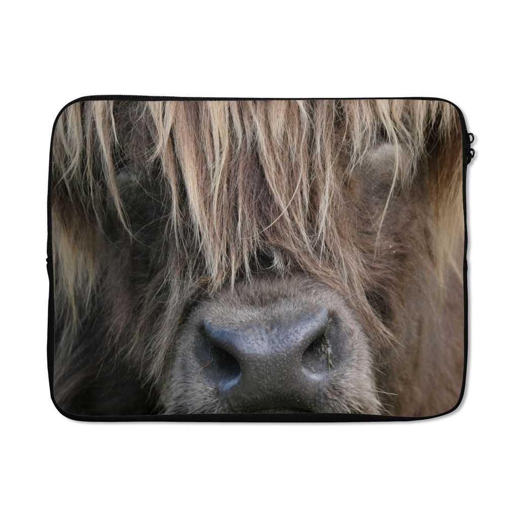 MuchoWow Laptop Hülle 15 Zoll Schottischer Highlander - Braun - Nase Laptoptasche - Laptoptasche - Sleeve - Rundum-Schutz