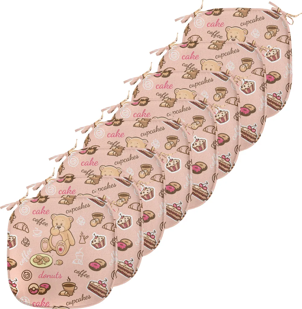 ABAKUHAUS Lot de 8 Coussins de Chaise 40x40 cm Motifs Desserts Sablé