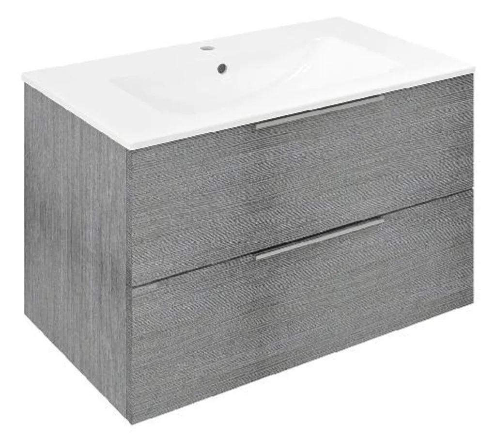Meuble lavabo Sapho Cirasa 80cm chêne argenté 2 tiroirs CR801-1111