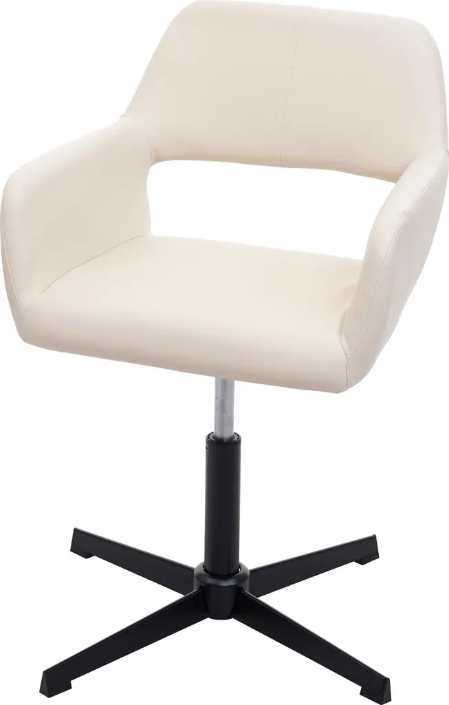 Chaise de bureau ergonomique HWC-A50 IV en similicuir crème pied métal