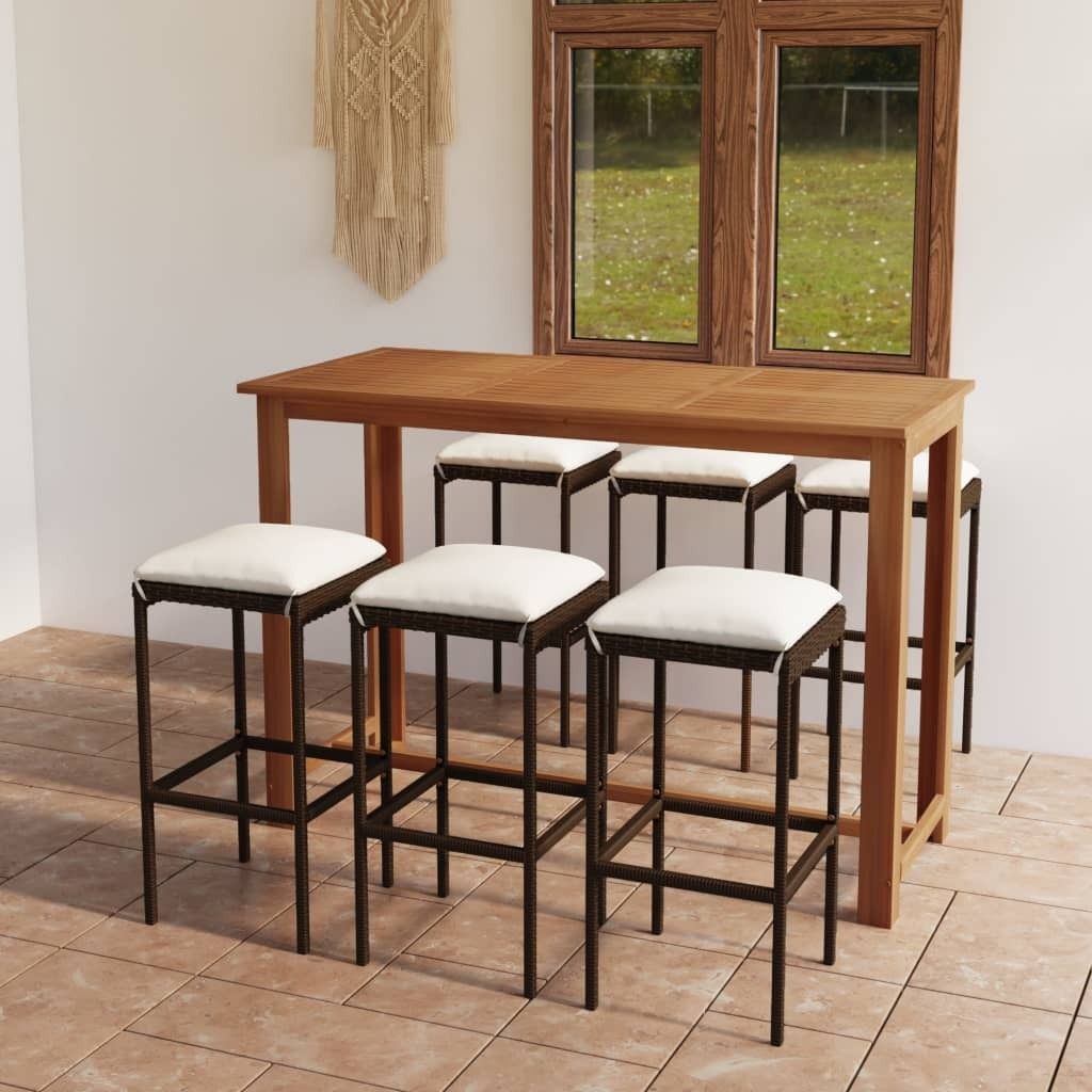 7-tlg. Gartenbar-Set mit Kissen Braun , Gartenmöbel-Sets Design 2024