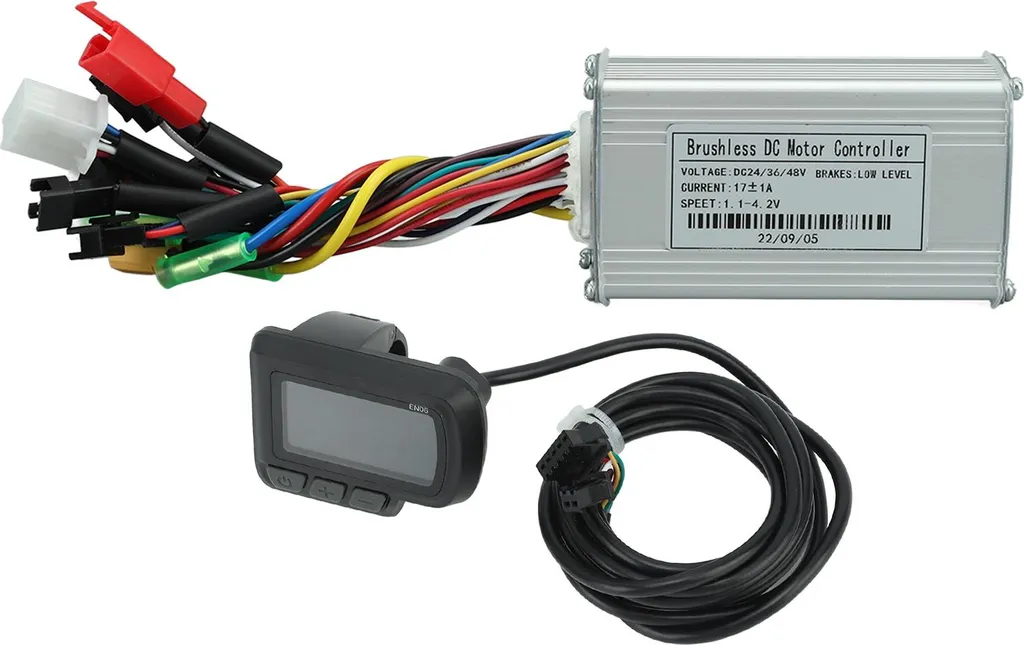 Controllore del motore elettrico della bicicletta ad onda sinusoidale 24 V 36V 48V 250W -350W 17A con misuratore LCD EN06 -kit set