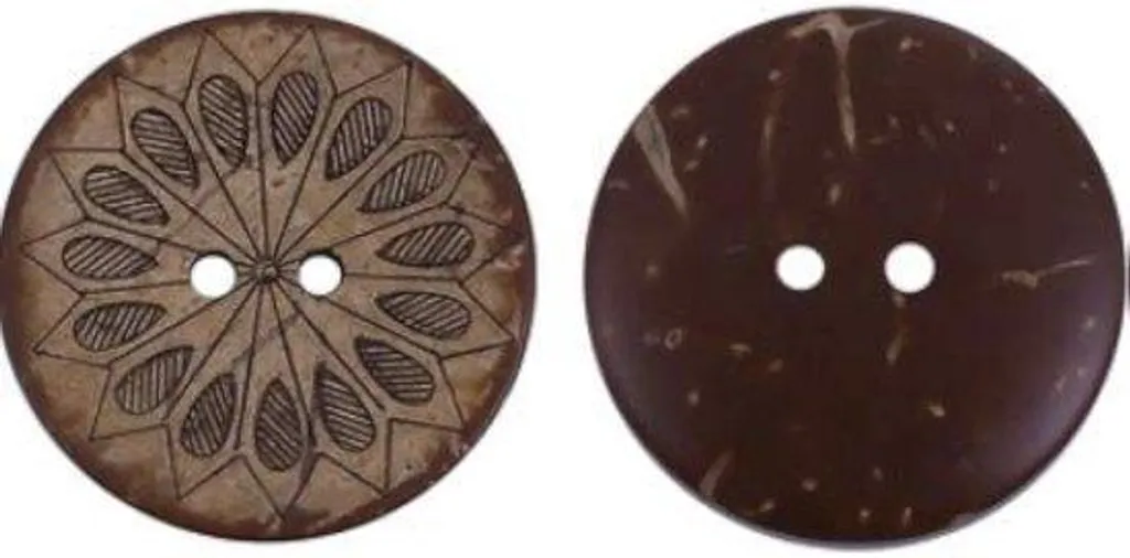 Boutons Naturels Noix de Coco 28mm - 2 Trous Motif élégant pour Manteaux
