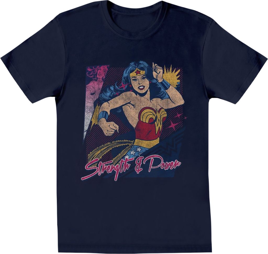 Wonder Woman - "Strength & Power" T-Shirt für Mädchen BI927 (128) (Marineblau)