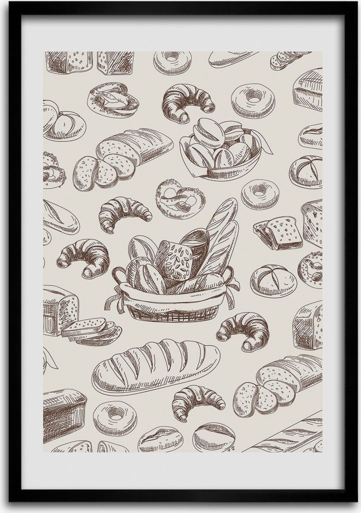 Bild - Bilderrahmen - 50 cm x 70 cm - MDF - Rahmen - Wandkunst Brot