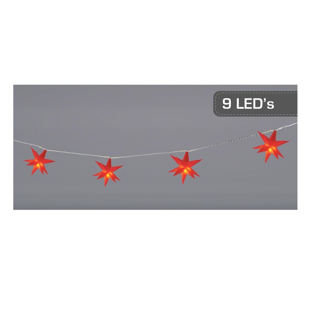 Lichterkette Rot 9 LED Sterne 3D 740 cm