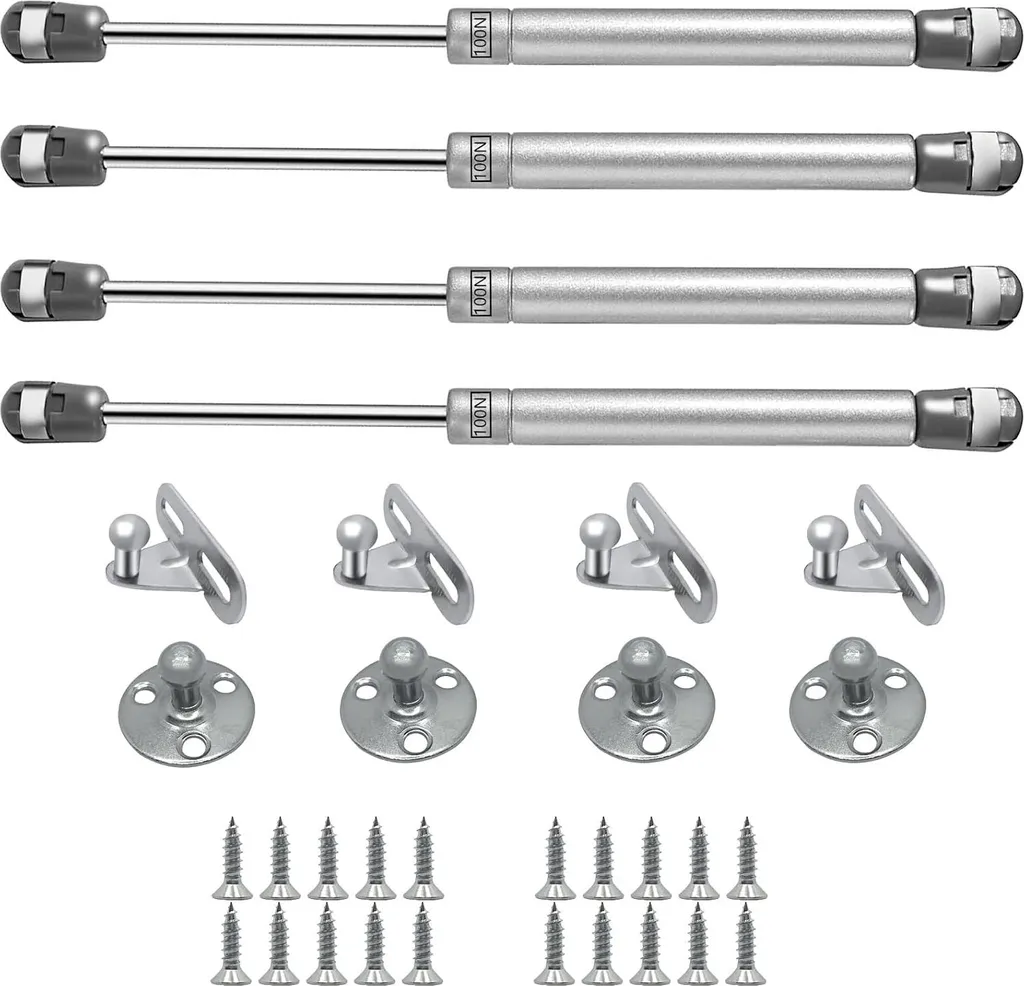 Vérin à gaz pour porte de placard de cuisine 100N en métal gris, x4