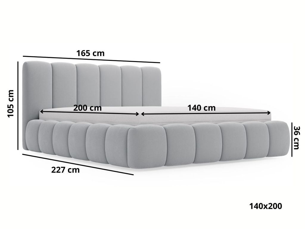 GRAINGOLD Exkluzivní čalouněná postel Canico 140x200 cm - Obrázek produktu 7