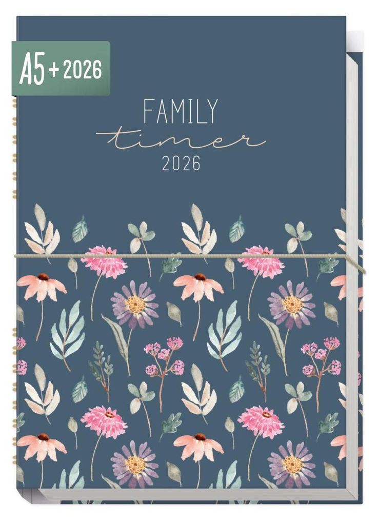 Family-Timer 2026 / A5+ / Flying Flowers / Häfft-Verlag Produktbild 