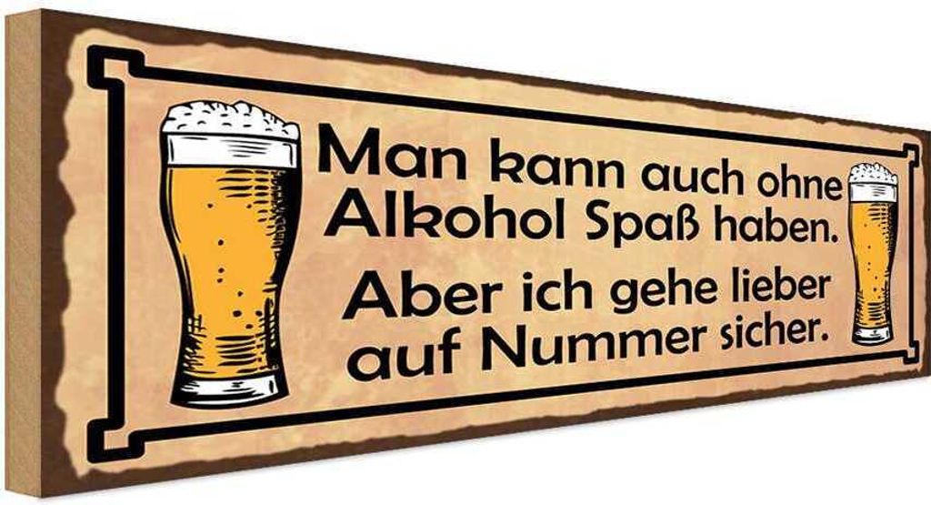 vianmo Holzschild 10x27 cm kann auch ohne Alkohol Spass Essen Trinken