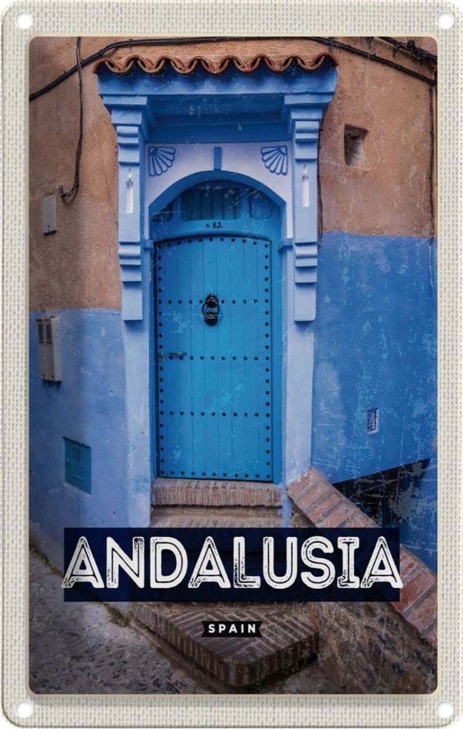 vianmo Blechschild 30x20 cm Andalusia Spain Retro Altstadt Bildmotiv Reisemotiv Abenteuer Reisen Urlaub