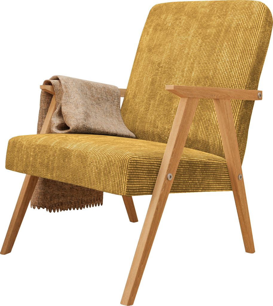 Sessel Petra klassische Sessel Retro im minimalistischen Stil Scandinavian Holz Farbe: Poso 43 – gelb