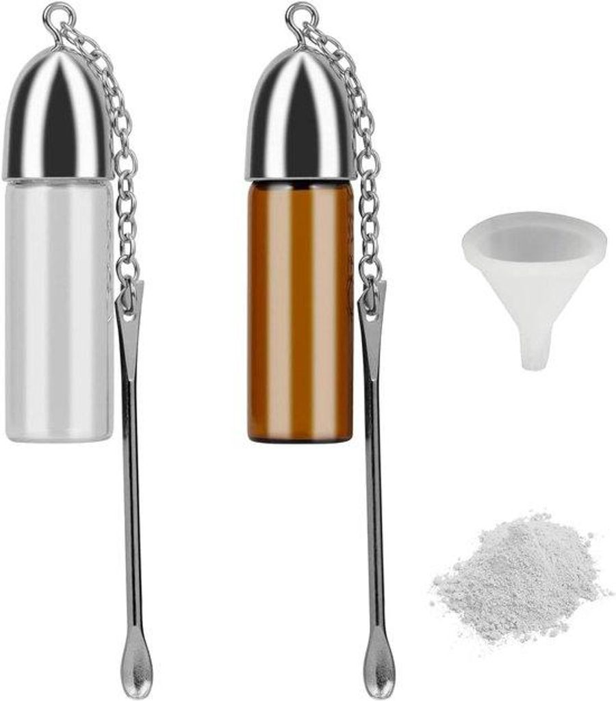 2er Set Kräutertöpfe 57 mm, tragbar, leicht, platzsparend, mit Löffel und Trichter