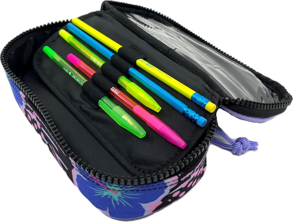 Trousse rigide Oval Mitama à fleurs avec fermeture éclair renforcée