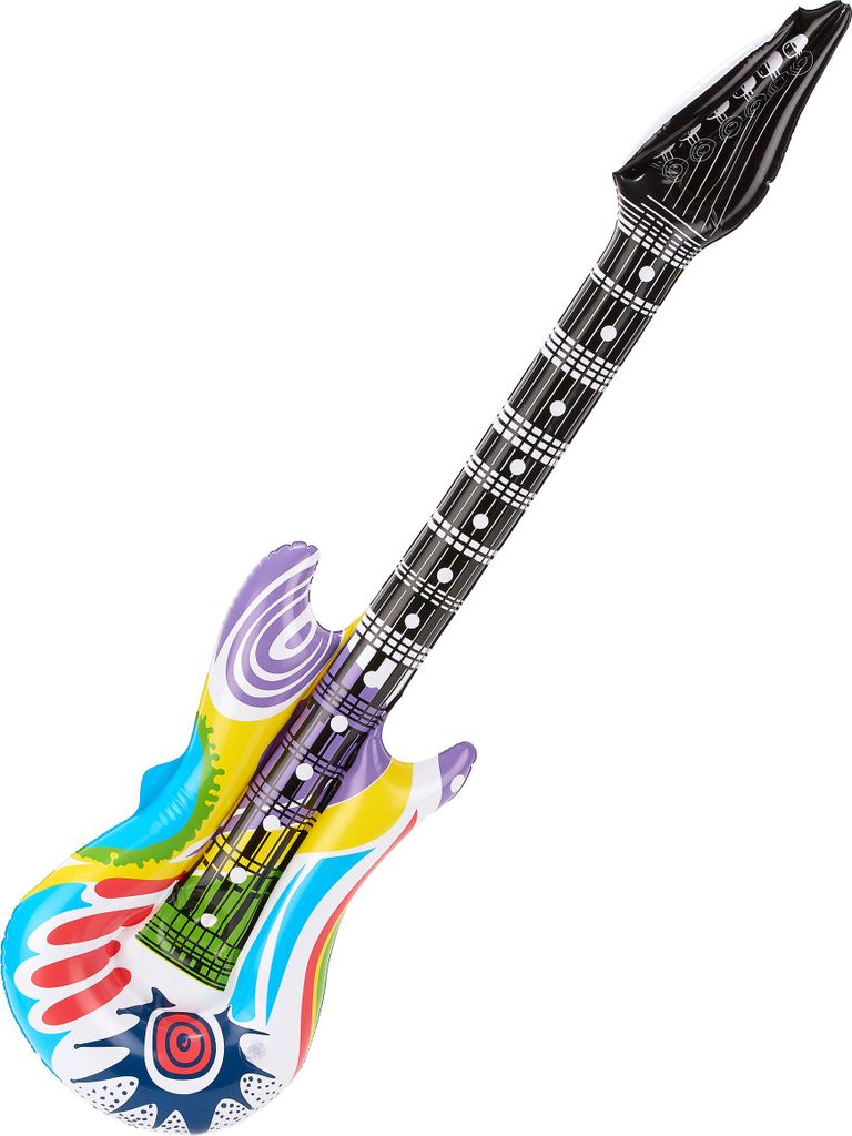 Aufblasbare Rock-Gitarre schwarz-bunt - Einheitsgröße