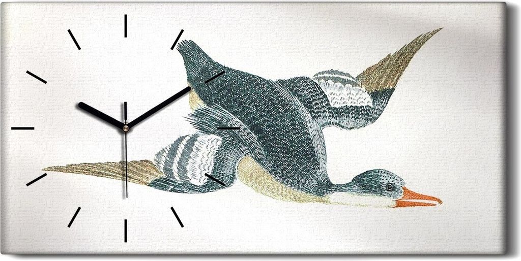 Dekor Leinwand Uhr Wandbilder Geräuschlos 60x30 Zeichnung Tier Vogel Ente Kunst - schwarze Hände