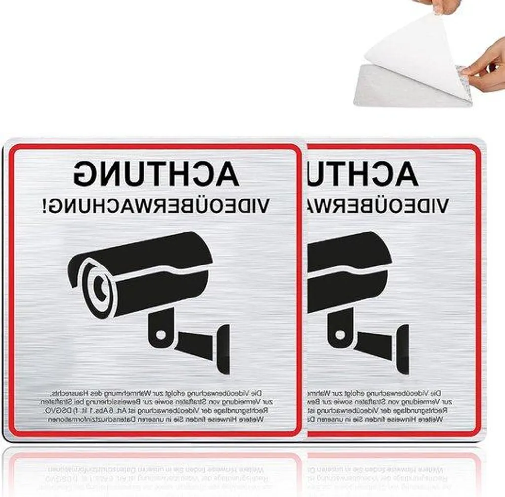 Signalisation dissuasive vidéosurveillance lot de 2 stickers 15 cm