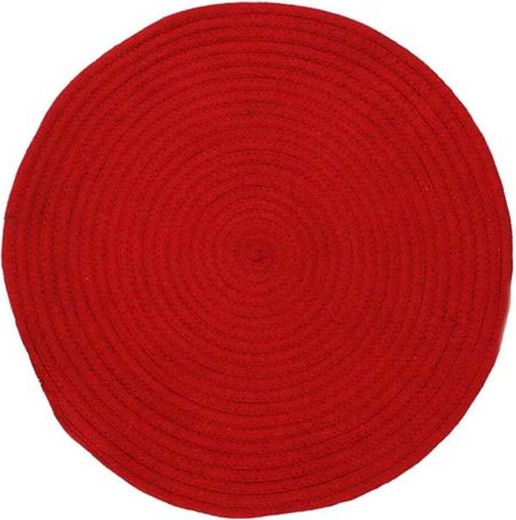 Tappeto reversibile in cotone rosso effetto corda diam.70 Immagine del prodotto 
