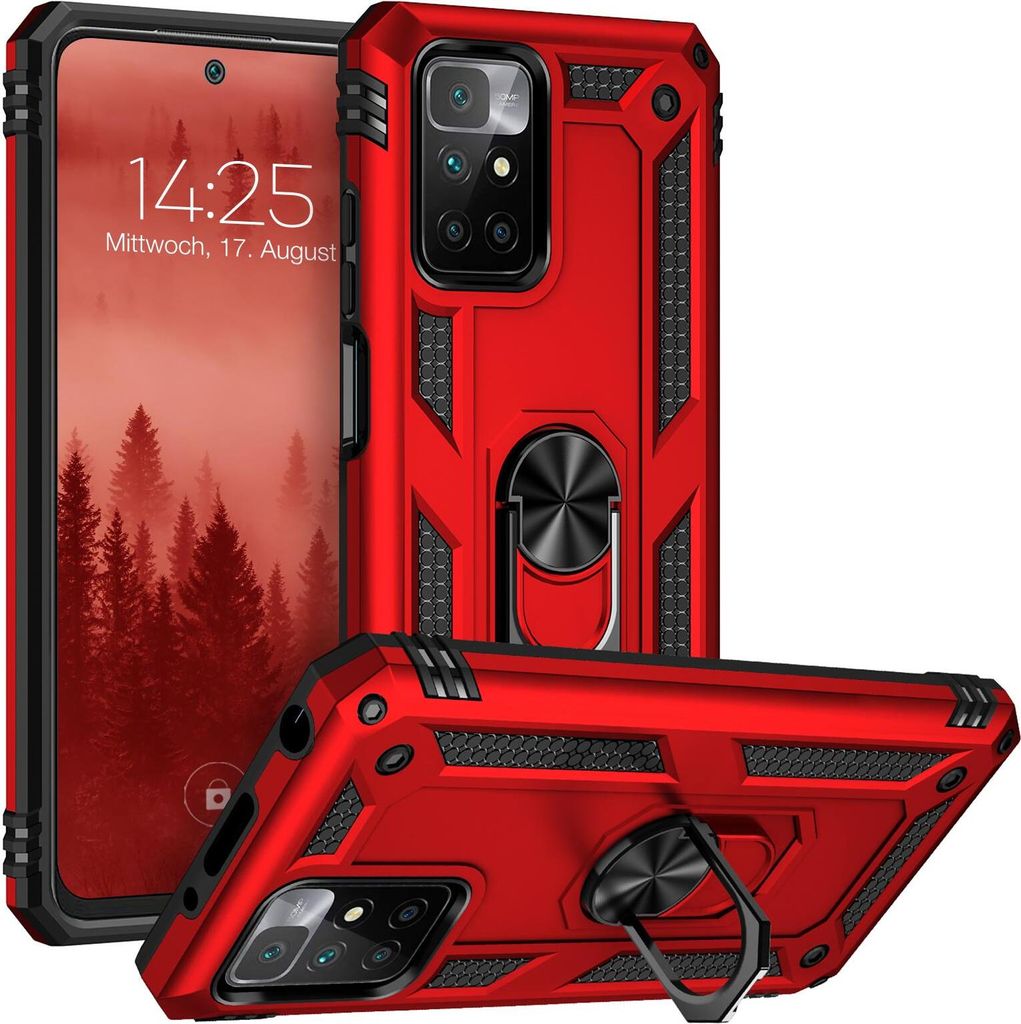 Armor Outdoor Handyhülle für Xiaomi Redmi Note 10 5G Handy Panzer Case Cover Schutzhülle Farbe: Rot