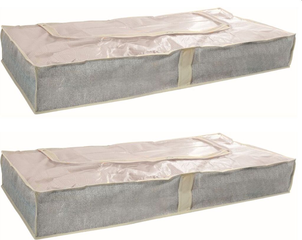 MSV 2 Stück - Unterbett Aufbewahrung Unterbettkommode Unterbett Kommode atmungsaktiv109 x 46 x 15 cm