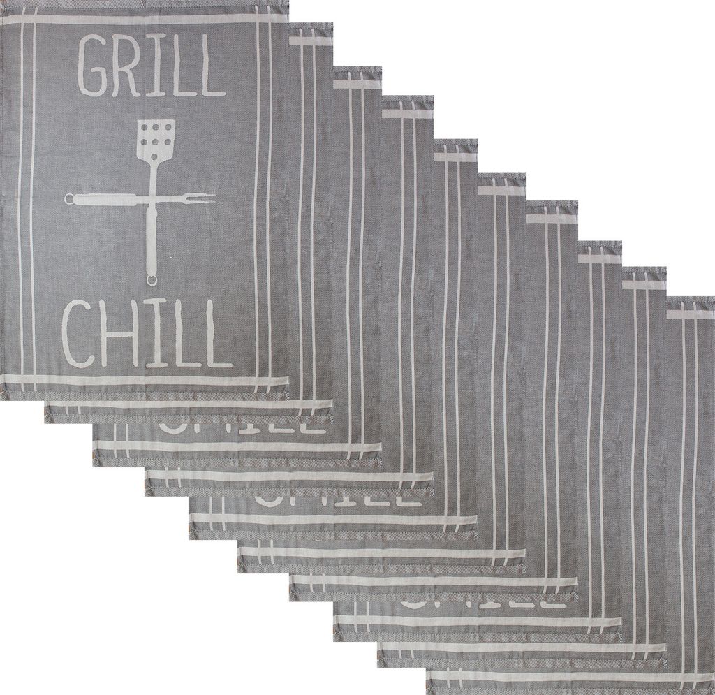 10 Stück Geschirrtücher, ca. 50 x 70 cm, 100% Baumwolle, Geschirrtuch, Trockentuch, grau, Grill+Chill