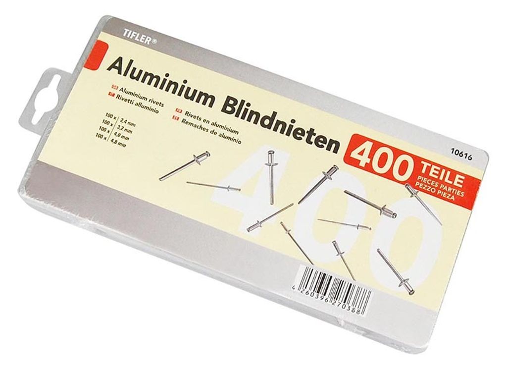 100 Stück Blindnieten 4x12mm Aluminium - Für Metall, Holz & DIY Projekte