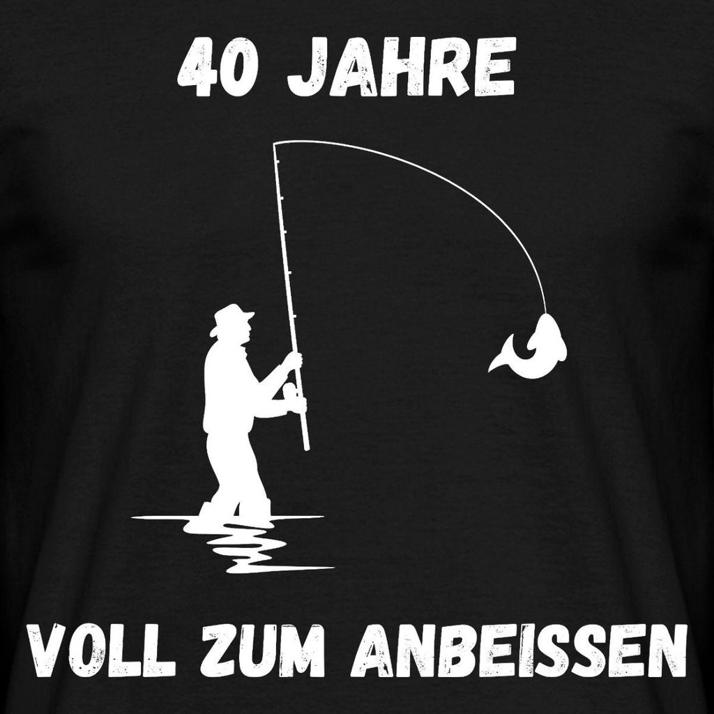 Spreadshirt 40ster Geburtstag | Angler | Zum Anbeißen Männer T-Shirt, 4XL, Schwarz
