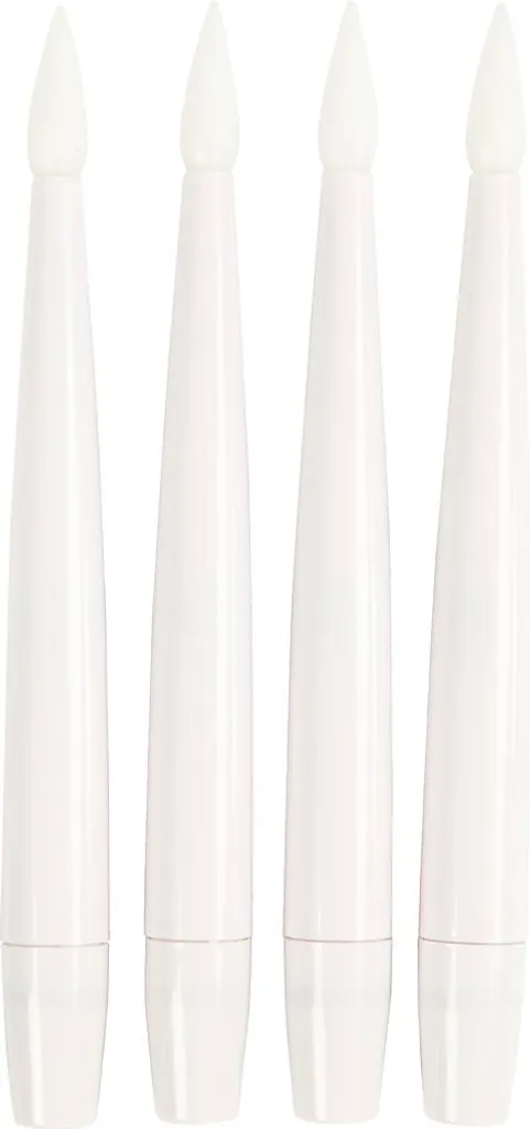 Bougies LED pour sapin de Noël blanc 15,5 cm - Set de 4 décos de fête