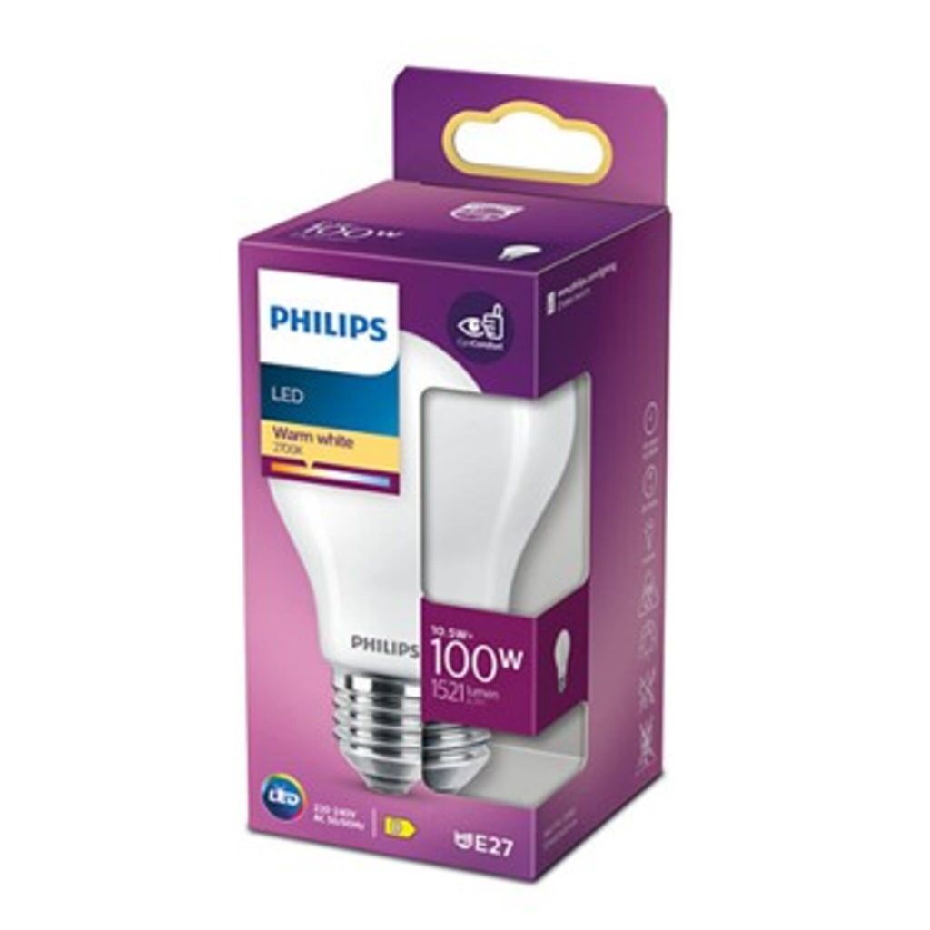 Philips Filament-Lampe, Milchglas, 100W A60 E27, 10,5 W, Produktbild 