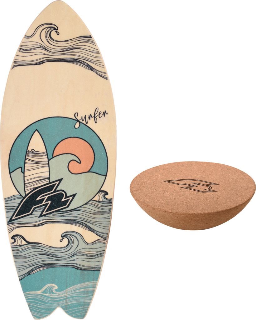 F2 Balance Board Korkrolle Halbkugel Balanceboard Holz Kinder Erwachsene Surfen - Inhalt: Surfer(87cm) + Halbkugel