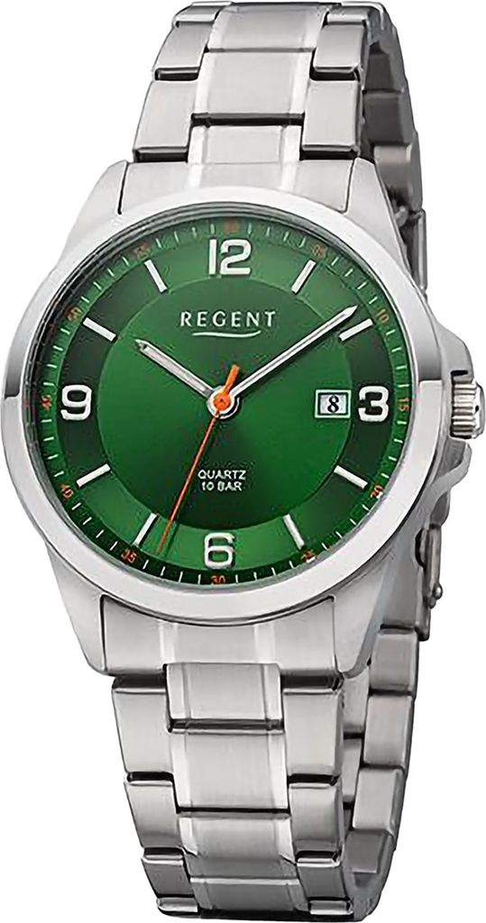 Regent Metall Herren Uhr Armbanduhr Quarz silber Metallarmband D2URF1289