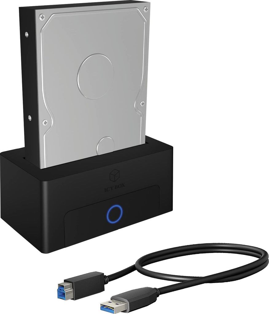 ICY BOX HDD / Festplatten Docking Station USB 3.0 für SATA 2,5 Zoll und 3,5 Zoll, Festplatten Klonstation und Lesegerät, Adapter, Extern, Schwarz...