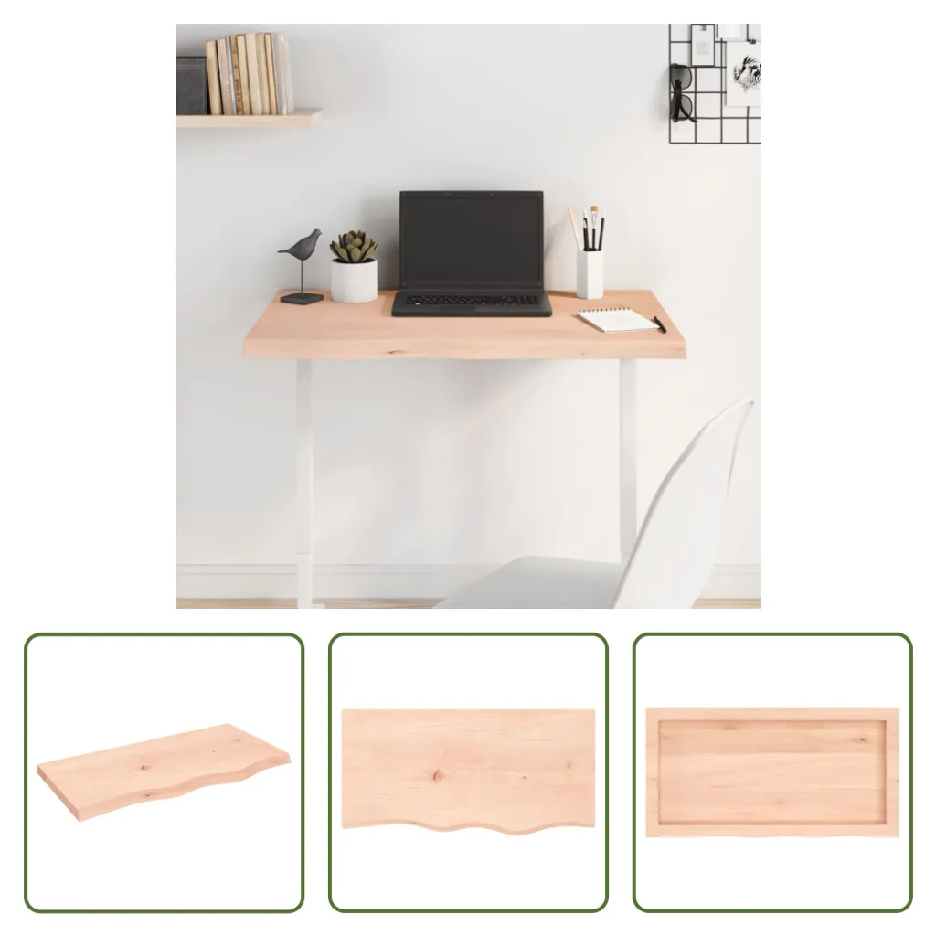 The Living Store Piano del tavolo 80x40x(2-4) cm in rovere massiccio non trattato