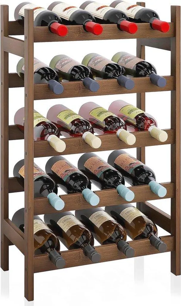 Porte-bouteille en bambou naturel pour 20 vins - Rangement cuisine compact