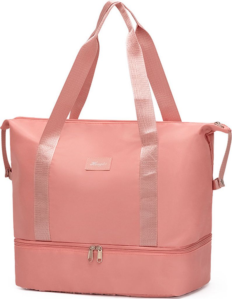 (Rosa) Große Reisetasche, wasserdichte, erweiterbare Seesack-Turntasche, Weekender-Übernachttaschen für Reisetaschen