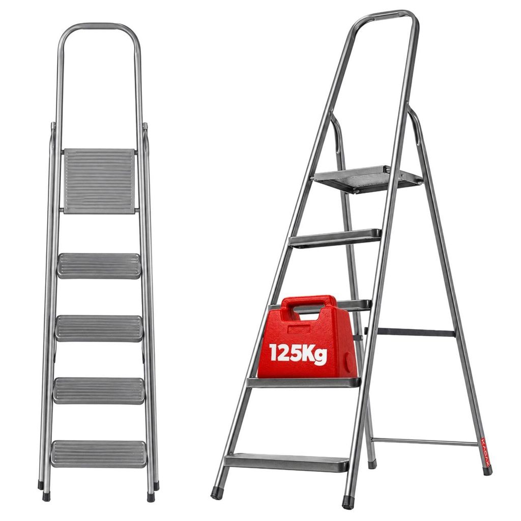 Scala in acciaio KADAX con piattaforma, 5 gradini, 125 kg Immagine del prodotto 