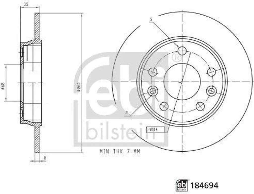 Disques de Frein Febi 184694 Arrière 35mm Robustes pour Renault Zoe
