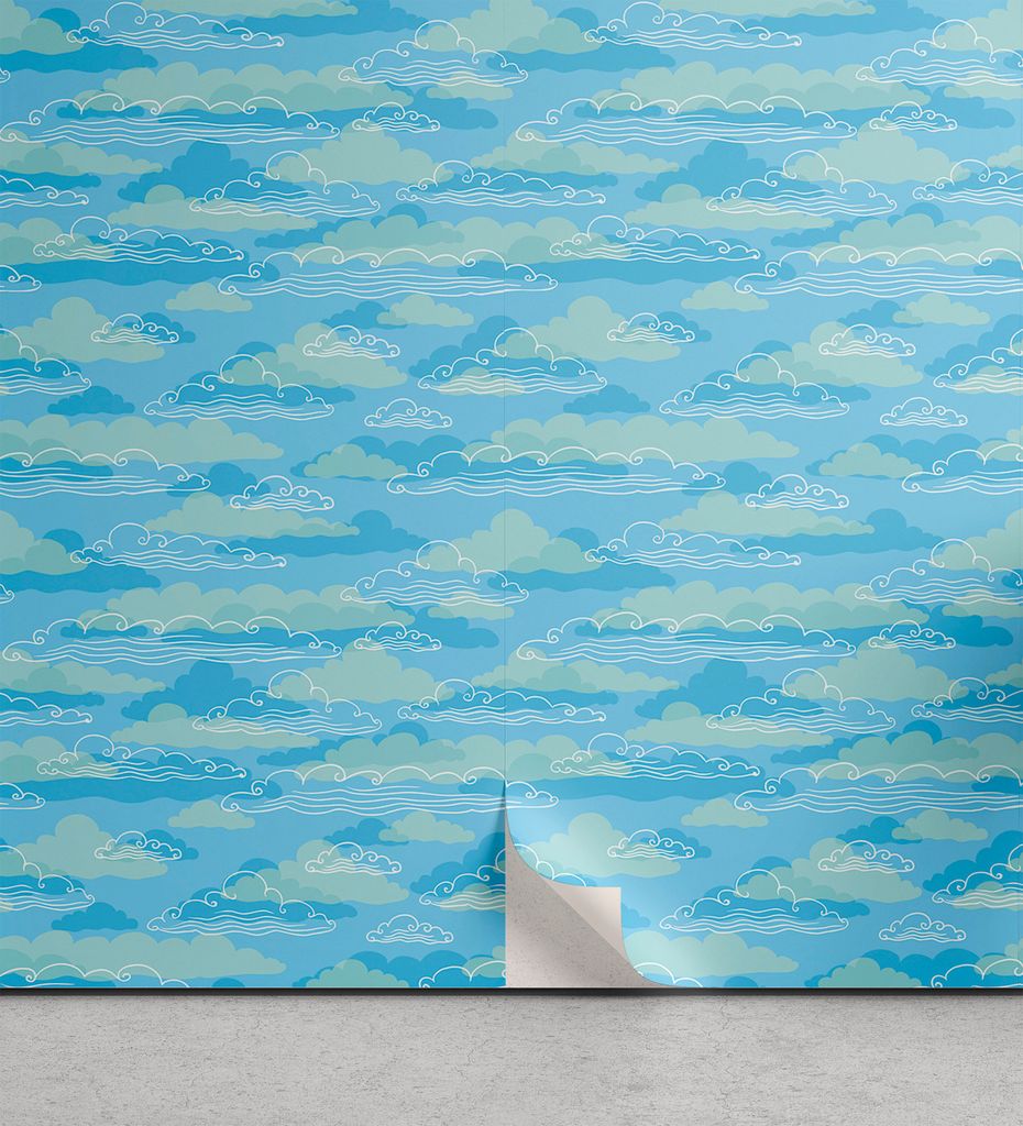 ABAKUHAUS Wolke abziehbare & klebbare Tapete für Zuhause, Umreißen Cumulus Spring Season, selbstklebendes Wohnzimmer Küchenakzent, 33 cm x 180 c...