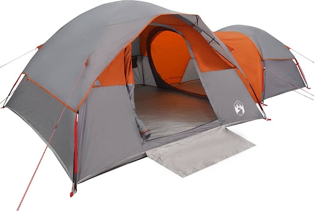 vidaXL Campingzelt 5 Personen Grau und Orange Wasserdicht