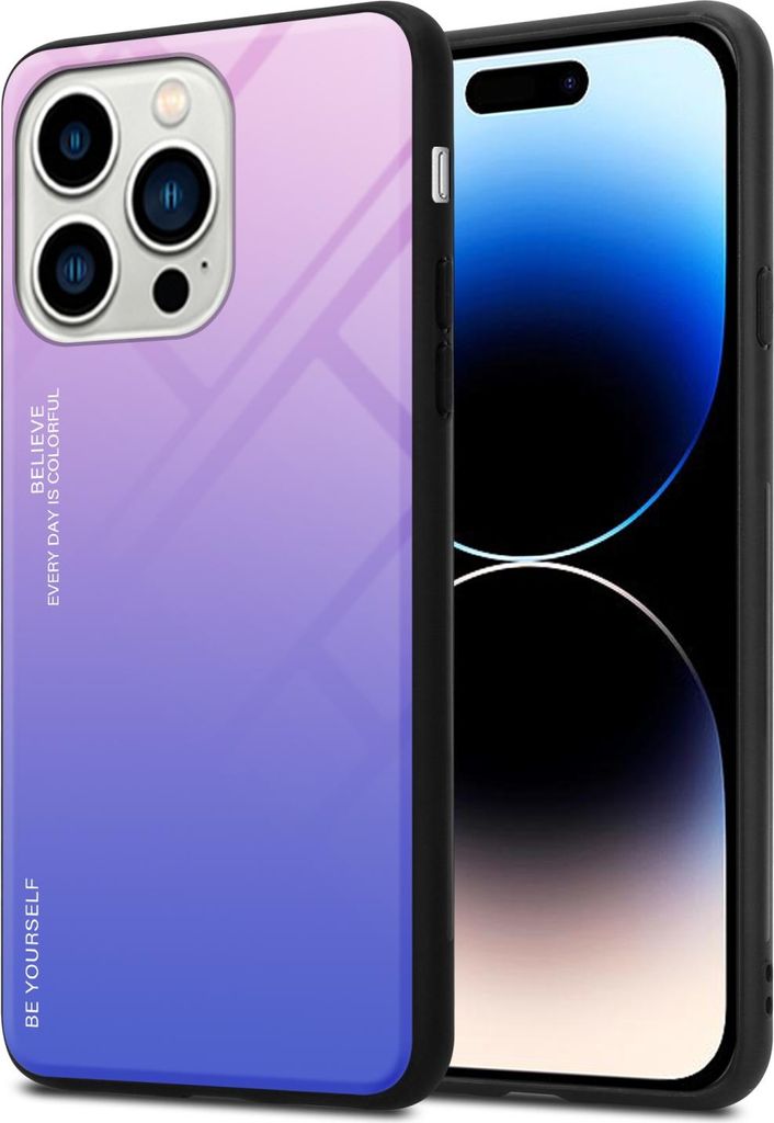 Cadorabo Hülle für Apple iPhone 14 PRO MAX Schutz Hülle in Schwarz Handyhülle TPU Etui Cover Case Tempered Glas