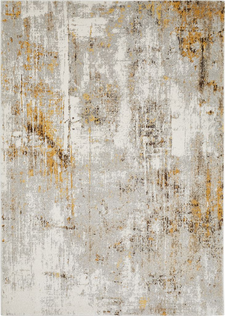 Kurzflorteppich 160 x 230 cm Grau-Gelb modern abstraktes Produktbild 