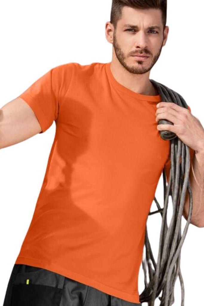 Strapazierfähiges Herren-T-Shirt, höhere Grammatur, 100% Baumwolle, kein Druck, einfarbig, 200g/m2, Farbe orange, Größe L