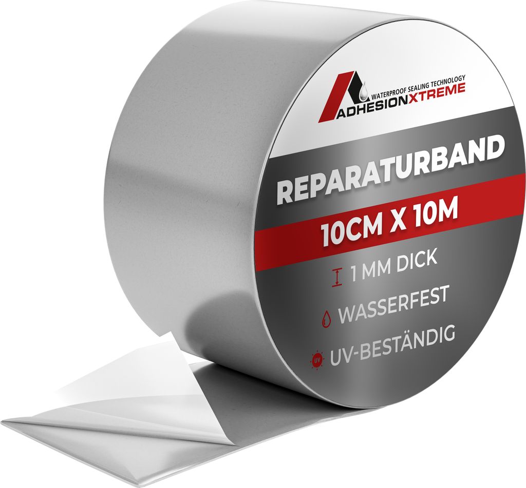 ADHESIONXTREME PREMIUM graues 10m x 10cm Reparaturband Abdichtband für Metalle, Regenrinnen, Dachrinnen, EPDM, wasserdicht wetterfest selbstklebend