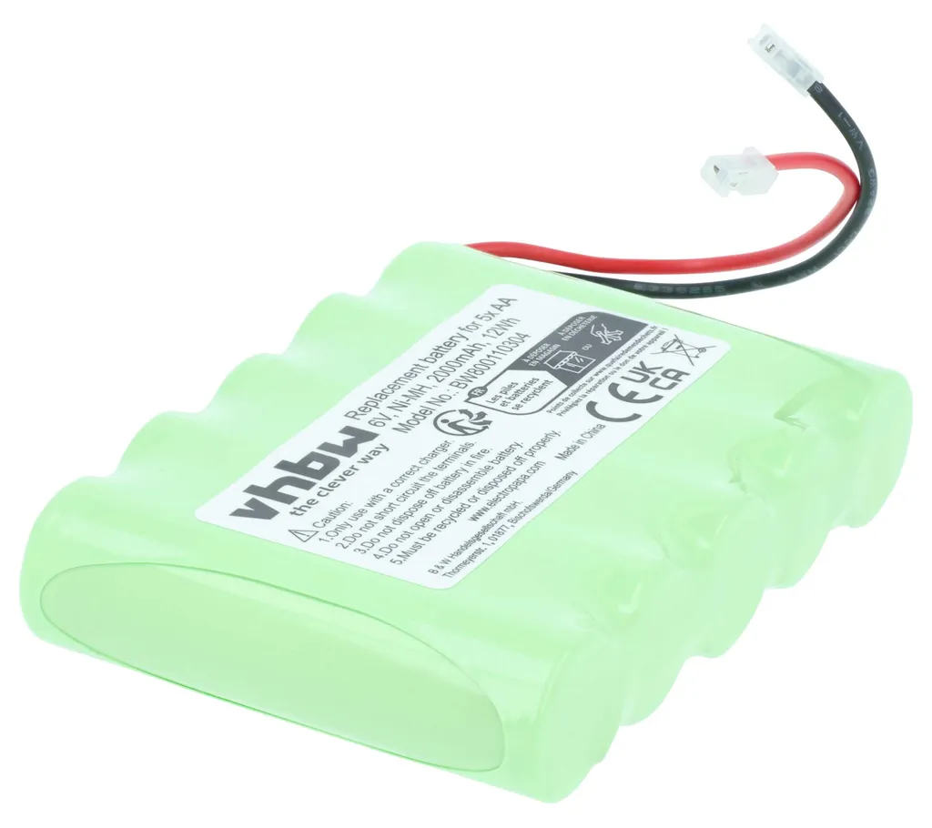 Pack 5x Piles AA 6V 2000mAh vhbw Haute Capacité NiMH pour Divers Objets - 8