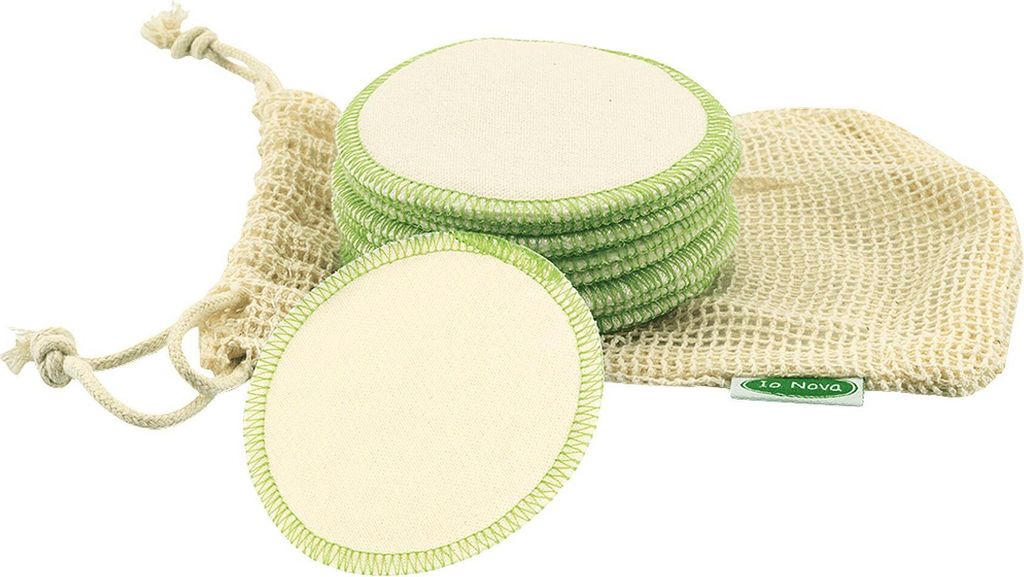 IO NOVA Wattepad mit Wäschebeutel Baumwolle 12er Set Produktbild 