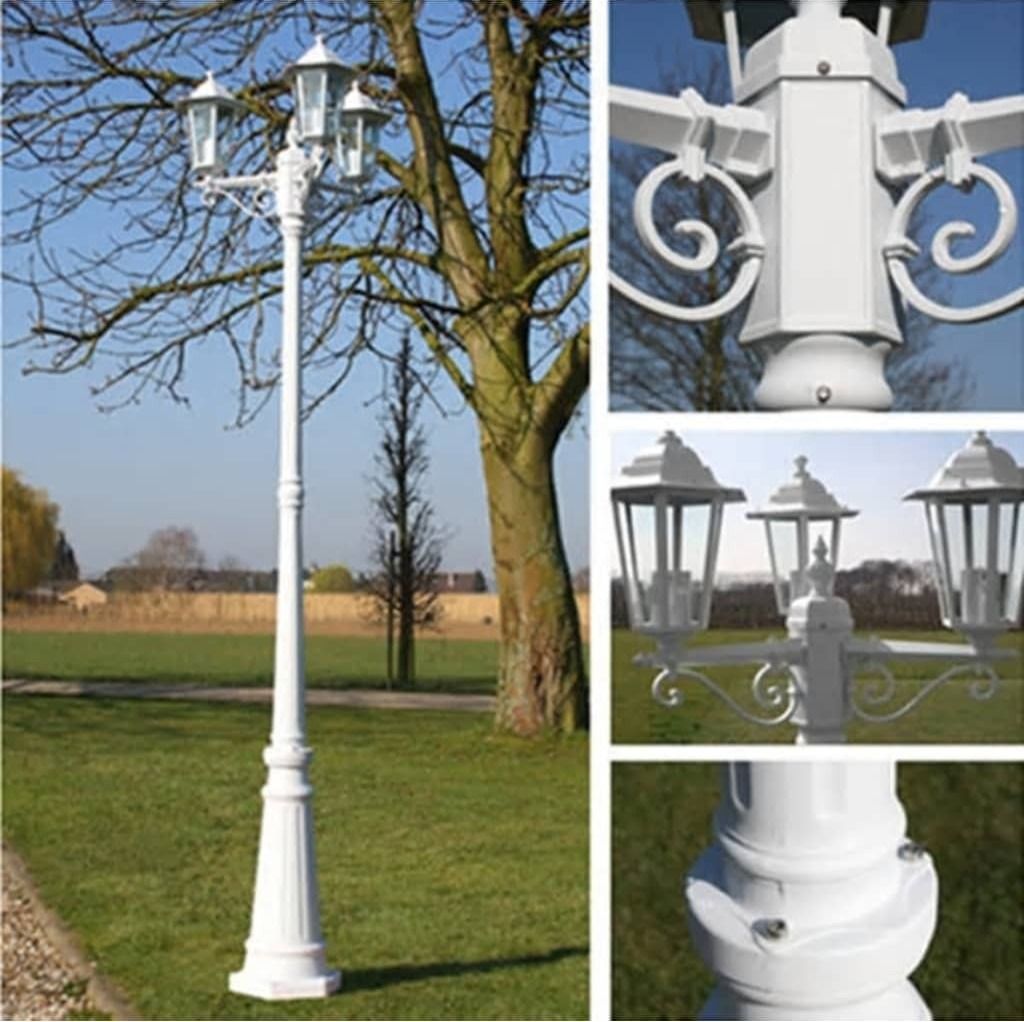 vidaXL Gartenlaterne 3-flammig 215 cm Weiß Aluminium Produktbild 7