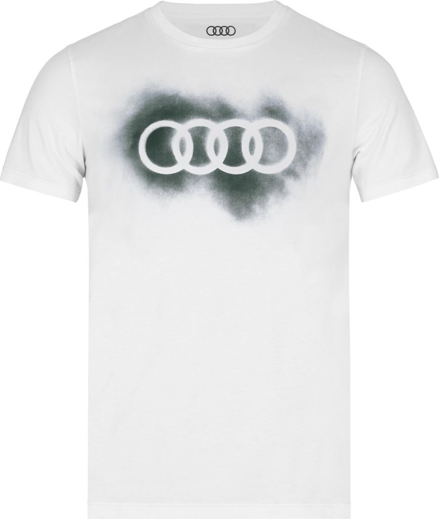 Audi T-Shirt Ringe, weiß, Gr. S, Herren, Shirt, Herren Shirt, Herren T-Shirt