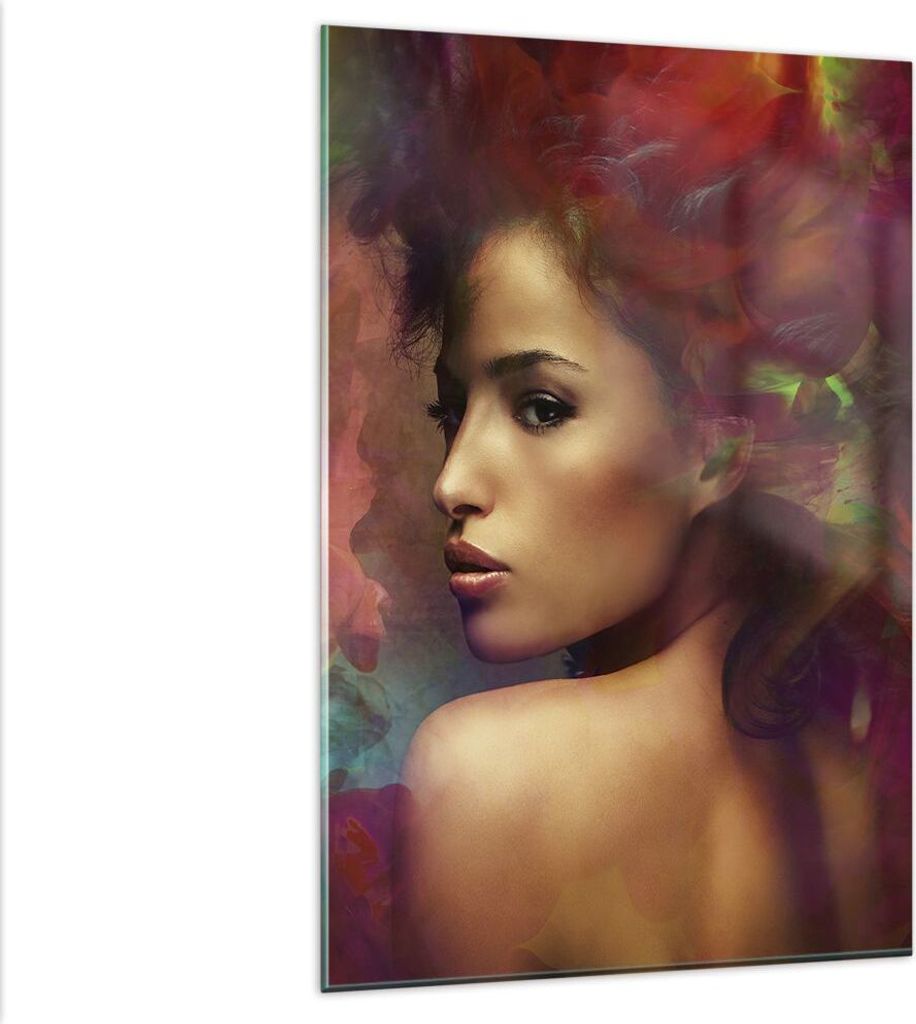 Bilder auf glas - Einteilig - frau gesicht - 80x120cm - Glasbilder - Wandbilder - Bilder - zum Aufhängen bereit - Wanddekoration aus Glas - Glas B...